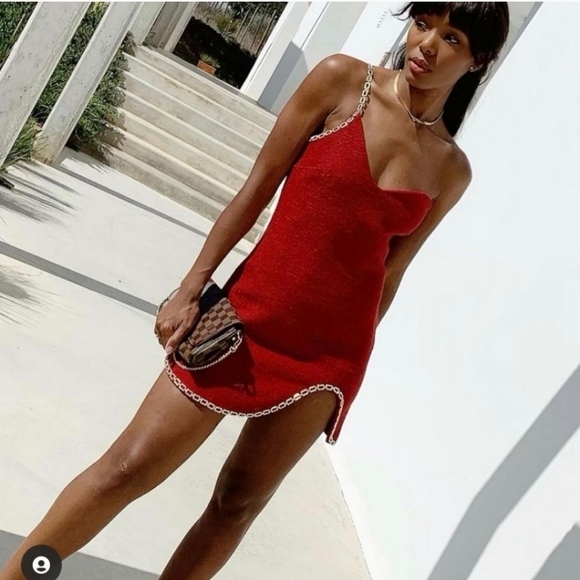 Zara Tweed Mini Dress With Gold Chain Trim NWT Bloggers Favorite 😍 - Picture 5 of 16